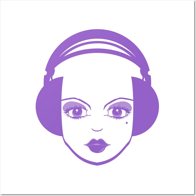 Abstract Headphone Girl Wall Art by markmurphycreative